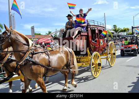 Wilton Manors, Florida, USA.  17th June 2017.    Wilton Manors  Stonewall Parade and Festival.  The Largest LGBT Pride event in the Greater Fort Lauderdale Area.  Sharon Gless as parade Grand Marshall.  Credit: Dana J. Lewis / Alamy Live News Stock Photo