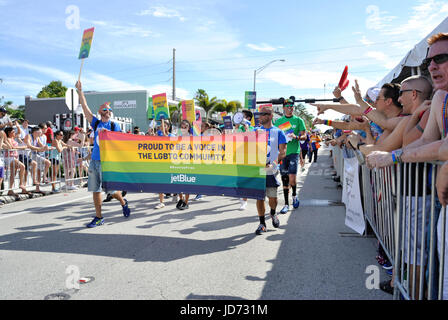 Wilton Manors, Florida, USA.  17th June 2017.    Wilton Manors  Stonewall Parade and Festival.  The Largest LGBT Pride event in the Greater Fort Lauderdale Area.  Sharon Gless as parade Grand Marshall.  Credit: Dana J. Lewis / Alamy Live News Stock Photo