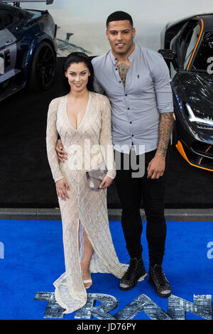 London UK Luis Morrison and Cally Jane Beech at the Kung Fu Panda 3