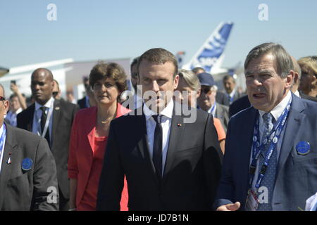 Julien Mattia / Le Pictorium -  Emmanuel Macron at the Paris Air Show  -  19/06/2017  -  France / Le Bourget  -  Emmanuel Macron inaugurates the Paris Air Show Le Bourget. Stock Photo