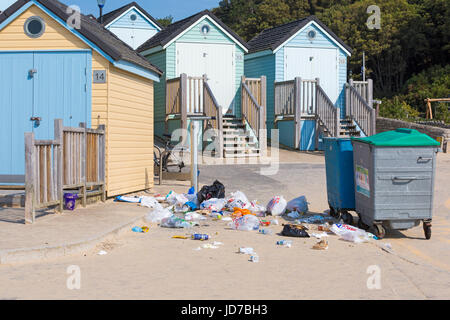 Bournemouth, Dorset, UK. 19th June, 2017. UK weather: another hot sunny day at Bournemouth beaches. Lovely beaches, but a full time job for council workers trying to keep it clean and tidy, as visitors just leave their rubbish, rather than putting it in bins or taking it away with them. Credit: Carolyn Jenkins/Alamy Live News Stock Photo