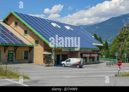 Solar panels on roof og new building, France Stock Photo