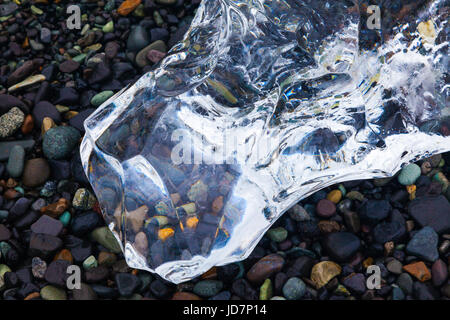 Glacial ice formation on an Icelandic beach by the Jokulsarlon lagoon Stock Photo