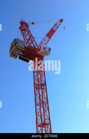NOTTINGHAM, ENGLAND - JUNE 17: Tower crane against blue sky, UK. In Nottingham, England. On 17th June 2017. Stock Photo
