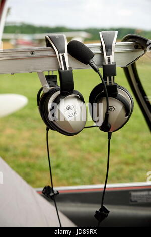 Aviation Headsets in Cockpit Stock Photo