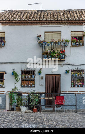 Walking in the streets of the old town and enjoying the decorated houses Stock Photo