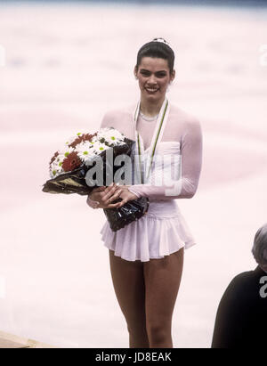 Nancy Kerrigan (USA), bronze medalist competing at the 1992 Olympic Winter Games Stock Photo