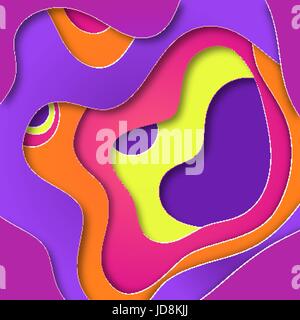 Paper art cartoon abstract blue water waves in realistic trendy craft style. Modern origami design template. Concept inspiration or idea for your projects. Vector illustration. Stock Vector