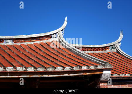 Traditional swallowtail roofs built in the Chinese Fujian style Stock Photo