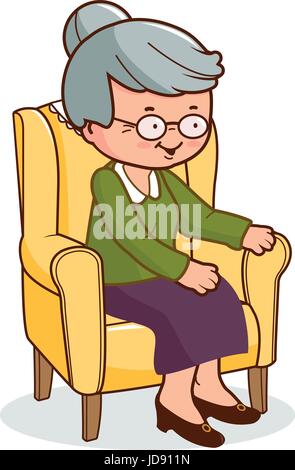 Old woman sitting in armchair Stock Vector