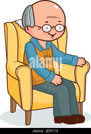 Vector cartoon grandfather sitting in a armchair Stock Vector Art ...