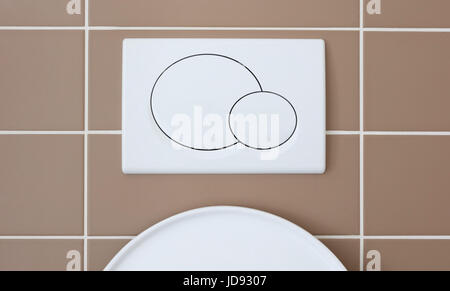 Economic toilet flush press with two separate buttons Stock Photo