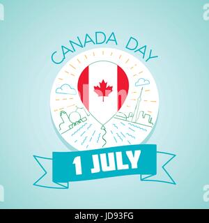 Calendar for each day on july  1. Greeting card. Holiday - Canada Day. Icon in the linear style Stock Vector