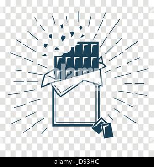 silhouette of white chocolate on an abstract background of spreading chocolate in flat style Stock Vector