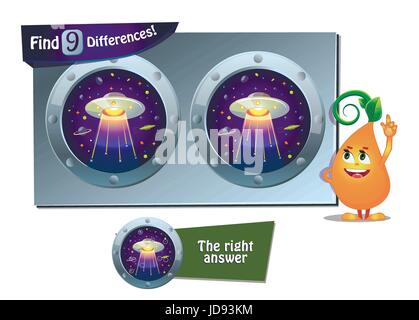 visual game for children and adults. Task to find 9 differences Stock Vector