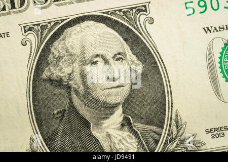 George Washington Detail One US Dollar Bill Stock Photo