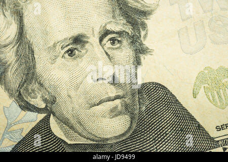 Andrew Jackson Detail on United States twenty dollar bill Stock Photo