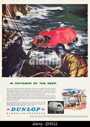 1960s advertisement advertising Dunlop rubber products in magazine dated 5th December 1960 Stock Photo