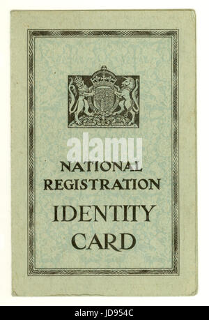 British National Registration Identity Card from World War 2 (WW11) dated 1943, issued for adults, UK Stock Photo