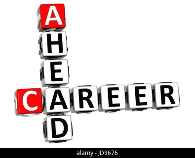 3D Carrer Ahead Crossword cube words on white background Stock Photo