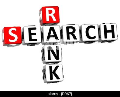 3D Search Rank Crossword cube words on white background Stock Photo