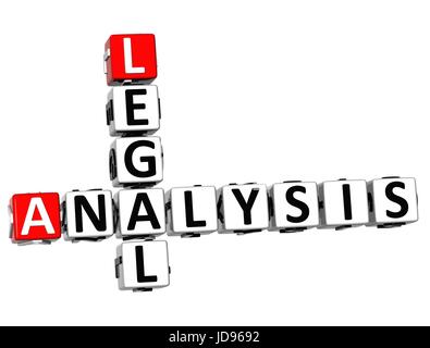 3D Legal Social Analysis Crossword cube words on white background Stock Photo
