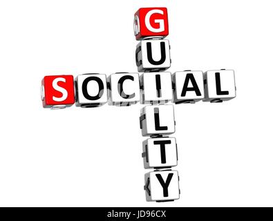 3D Guilty Social Crossword on white background Stock Photo