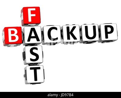 3D Fast Backup Crossword on white background Stock Photo