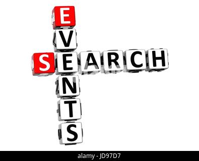 3D Events Search Crossword on white background Stock Photo