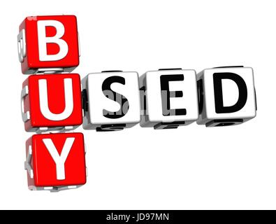 3D Buy Used Crossword on white background Stock Photo