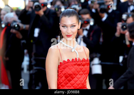 Bella Hadid attending the presentation of 'Okja' during the 70th annual Cannes Film Festival at the Palais des Festivals in Cannes, France. Featuring: Bella Hadid Where: Cannes, France When: 19 May 2017 Stock Photo