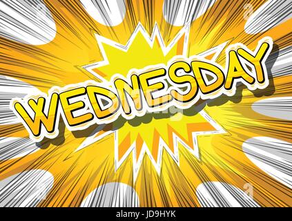 Wednesday - Comic book style word on abstract background. Stock Vector