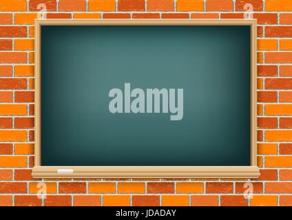 Blackboard on red brick background Stock Vector