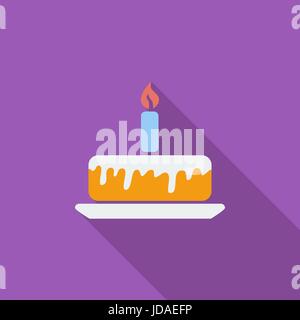 Cake icon. Flat vector related icon with long shadow for web and mobile applications. It can be used as - logo, pictogram, icon, infographic element.  Stock Vector