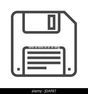 Floppy Disk Thin Line Vector Icon. Flat icon isolated on the white background. Editable EPS file. Vector illustration. Stock Vector