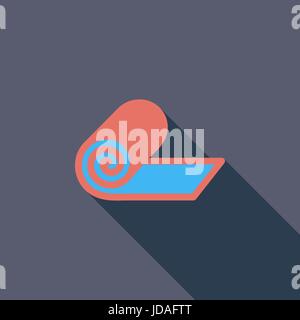 Mat for fitness icon. Flat vector related icon with long shadow for web and mobile applications. It can be used as - logo, pictogram, icon, infographi Stock Vector