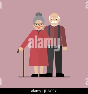 Elderly senior age couple. Vector illustration Stock Vector