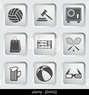 Icons on the buttons for Web Design and Mobile Applications Set 1. Vector illustration. Stock Vector