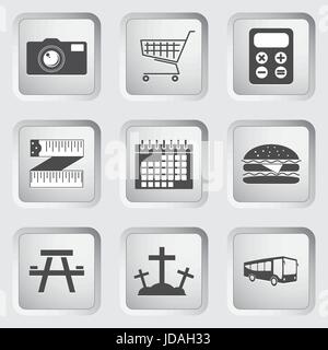 Icons on the buttons for Web Design and Mobile Applications Set 3. Vector illustration. Stock Vector