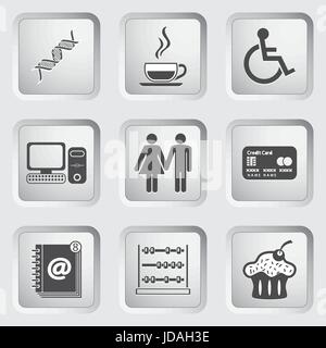 Icons on the buttons for Web Design and Mobile Applications Set 5. Vector illustration. Stock Vector