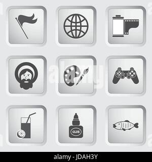 Icons on the buttons for Web Design and Mobile Applications Set 7. Vector illustration. Stock Vector