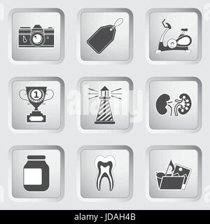 Icons on the buttons for Web Design and Mobile Applications Set 9. Vector illustration. Stock Vector