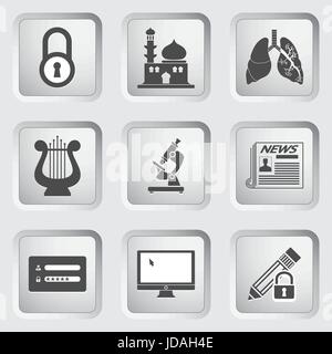 Icons on the buttons for Web Design and Mobile Applications Set 10. Vector illustration. Stock Vector