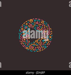 Abstract Media logo in line style on black Stock Vector