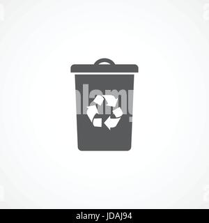 Recycle bin icon on white background Stock Vector