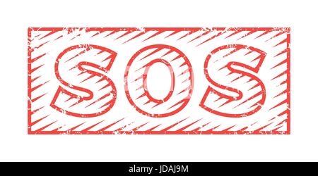 SOS grunge rubber stamp on white, vector illustration Stock Vector