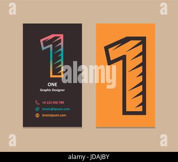 1 Number Logo Corporate Business card. Vector design. Stock Vector