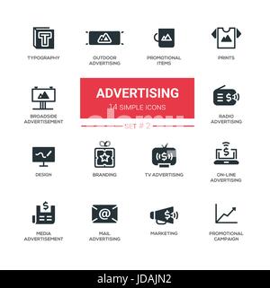 Advertising - modern simple icons, pictograms set Stock Vector Image ...