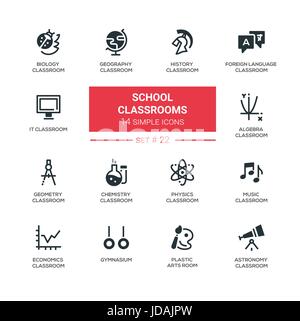 School classrooms - modern simple icons, pictograms set Stock Vector