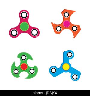 Hand spinner toy flat style, Hand fidget spinner toy isolated on white background, vector illustration. Stock Vector